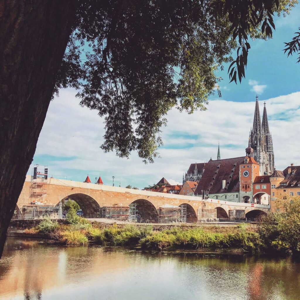 bester Blick auf Regensburg Sehenswürdigkeiten - von der Insel in der Donau